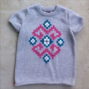 Tea collection girls gray diamond sweater cotton S 4-5